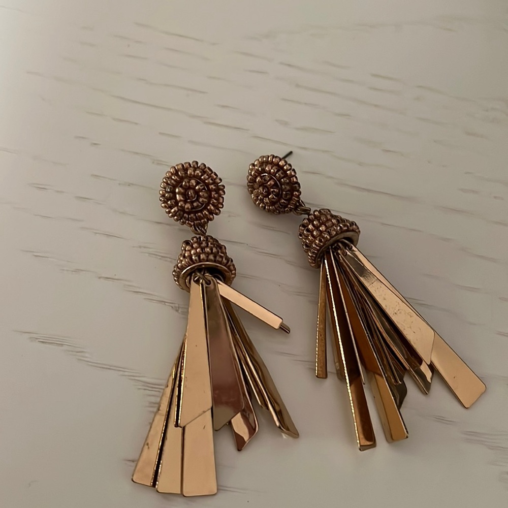 Gold metal tassel earrings
